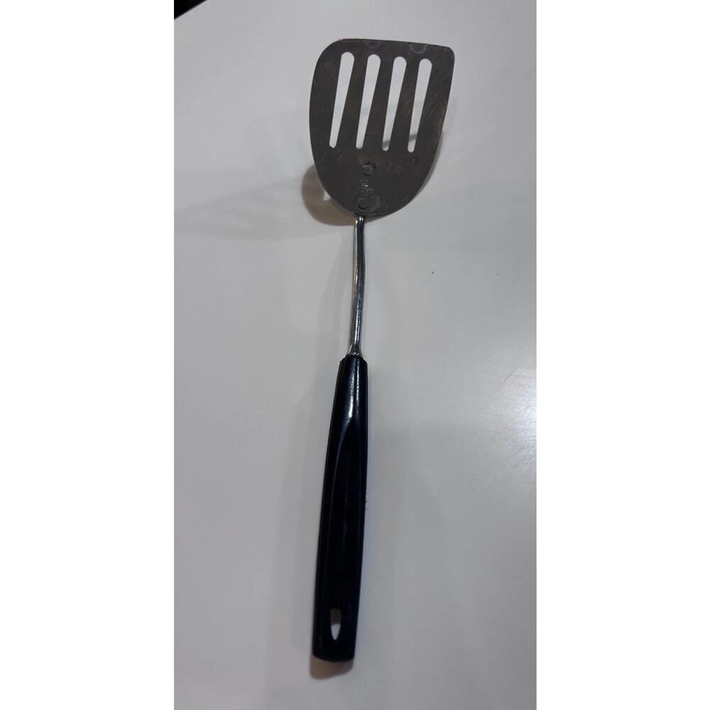 Vintage Ekco Long Angled Spatula Turner Slotted USA Black Handle 10.5"